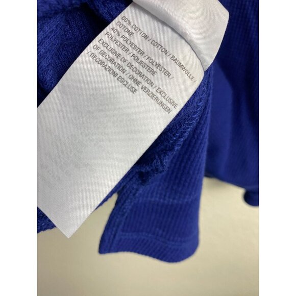 Quacker Factory Apple Embroidered Blue Waffle Sweater Top Women Size Medium Fall - Picture 5 of 13